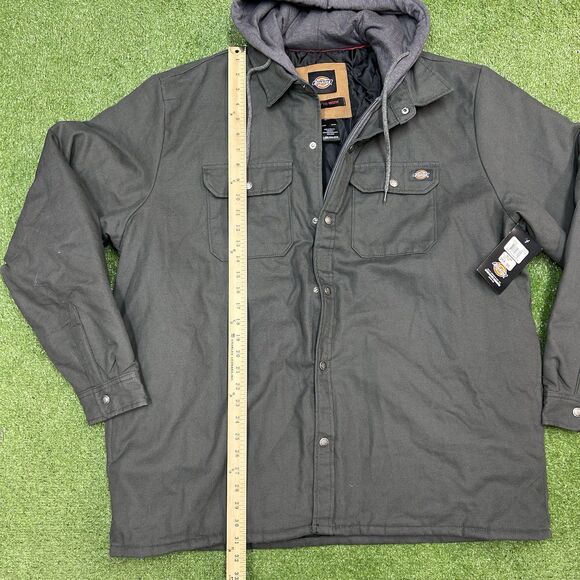 Dickies Hooded Duck Shirt Jacket Black 2XL NWT HydroShield Workwear Streetwear - Picture 7 of 9